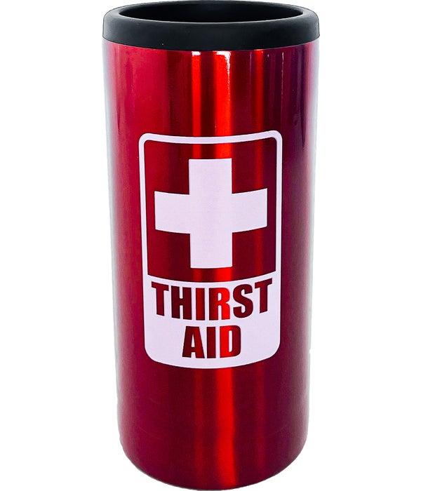THIRST AID STAINLESS STEEL SLIM CAN COOLER