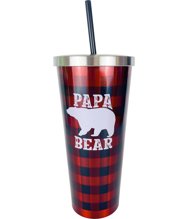 PAPA BEAR STAINLESS CUP W/STRAW
