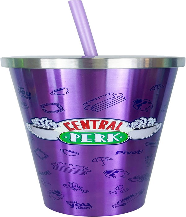 FRIENDS TV SHOW CENTRAL PERK ACRYLIC TRAVEL TUMBLER Straw Cup NEW