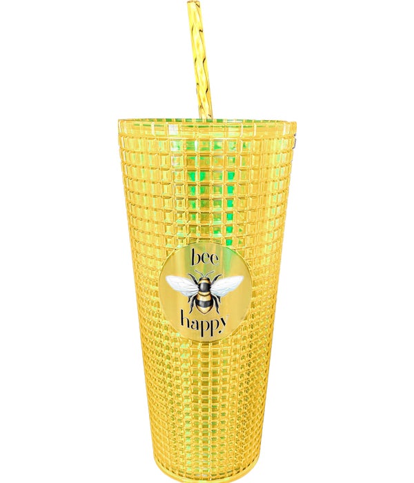 BEE HAPPY Diamond Cup with Straw