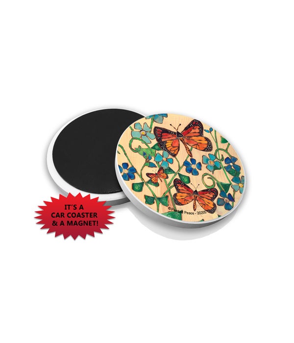 Butterflies and blue flowers-Car Coasters