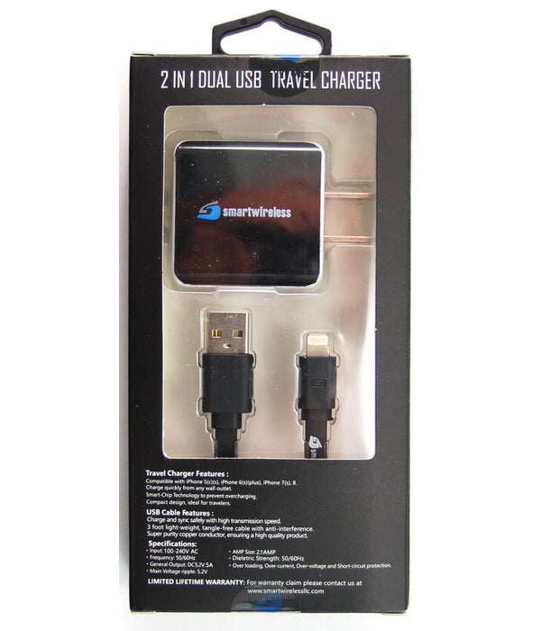 I-Phone USB Cable & Dual USB Home charger2.1A