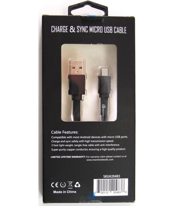 Micro / USB 3FT cable 2.1A