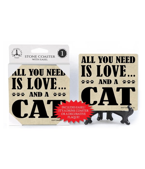 All You Need Is Love And A Cat-1 pack stone coaster