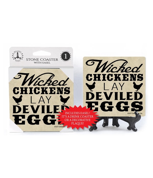 Wicked chickens lay deviled eggs-1 pack stone coaster