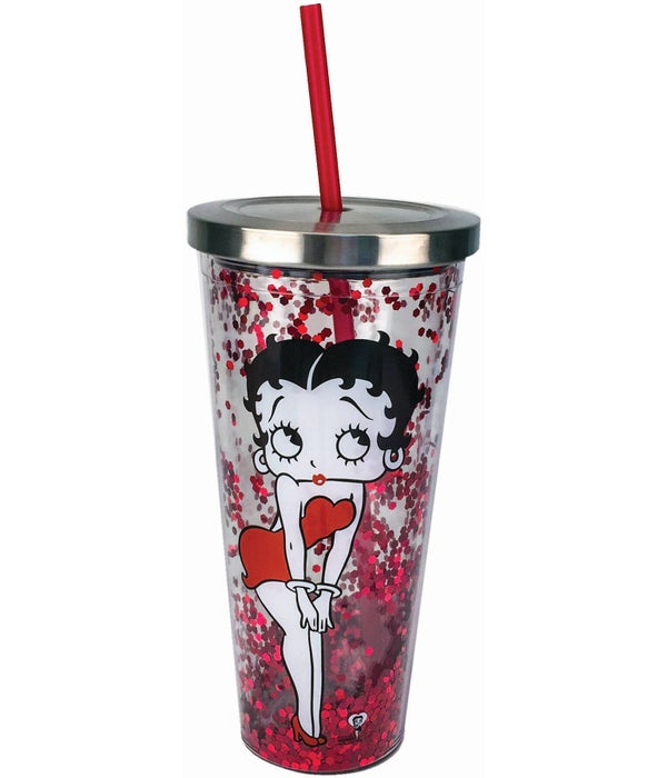 BETTY BOOP  Glitter Cup with Straw