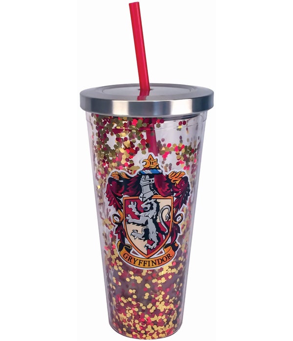 GRYFFINDOR  Glitter Cup with Straw