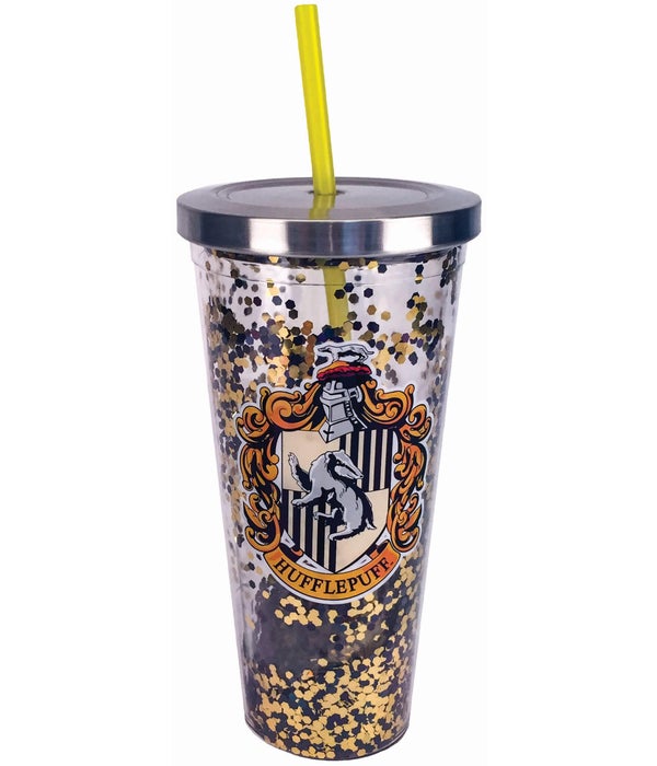 HUFFLEPUFF  Glitter Cup with Straw
