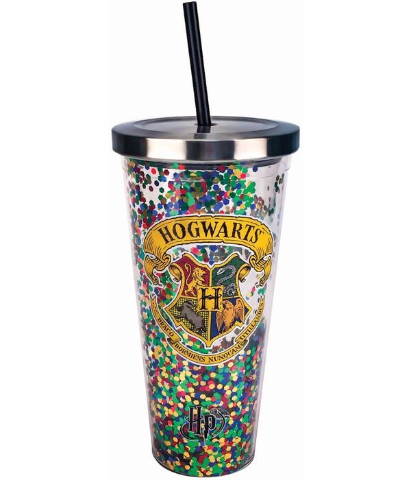HOGWARTS  Glitter Cup with Straw