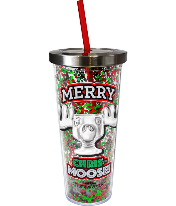 MERRY CHRIS-MOOSE CUP W/STRAW