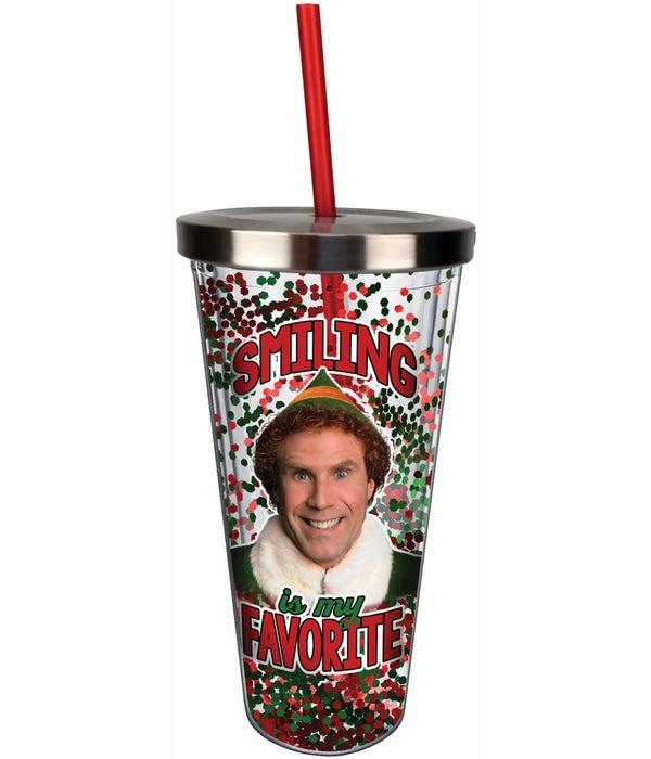 ELF SMILING  Glitter Cup with Straw
