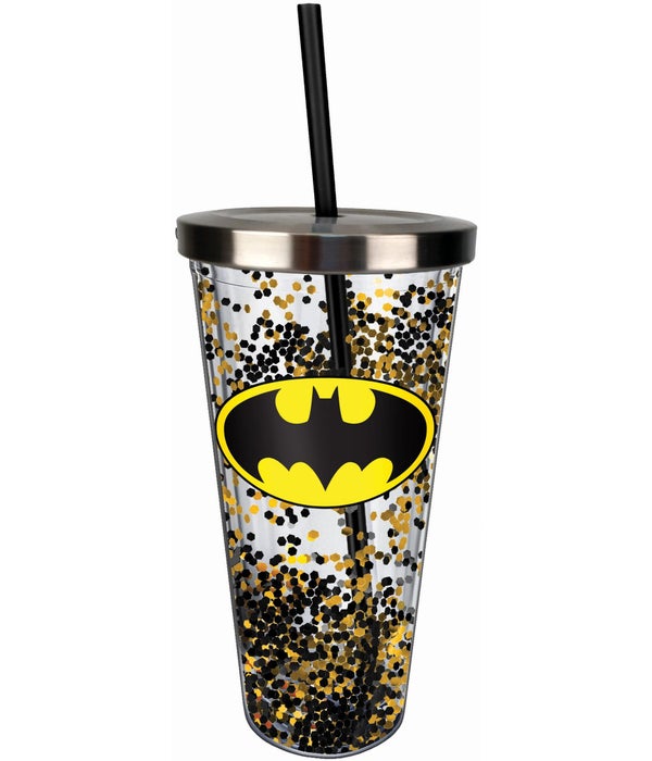 BATMAN  Glitter Cup with Straw