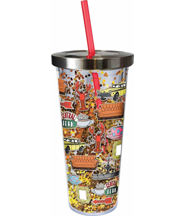 FRIENDS  Glitter Cup with Straw