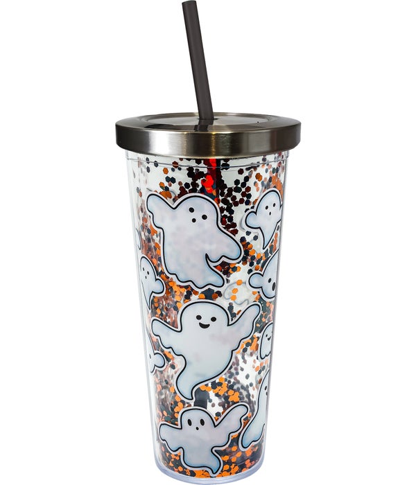 BOO Glitter Cup with Straw