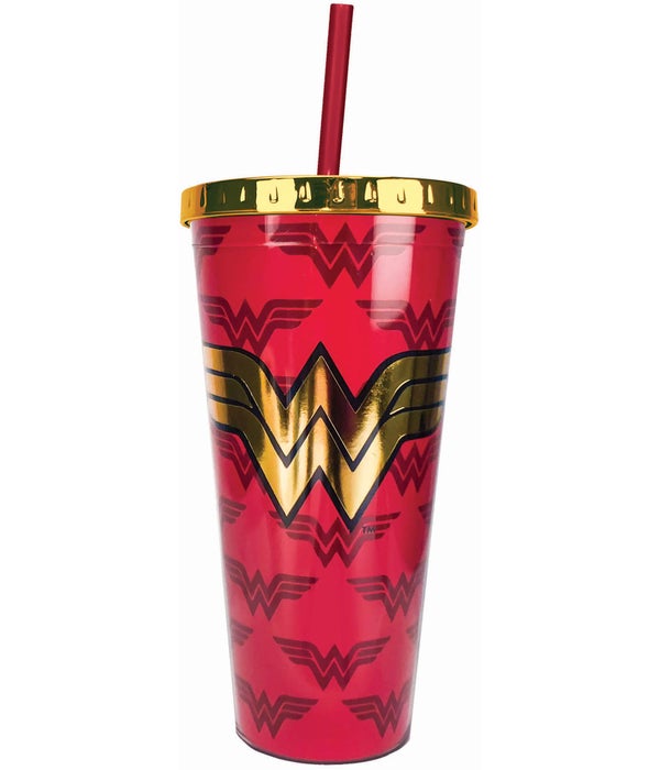 WONDER WOMAN Foil Cup with Straw