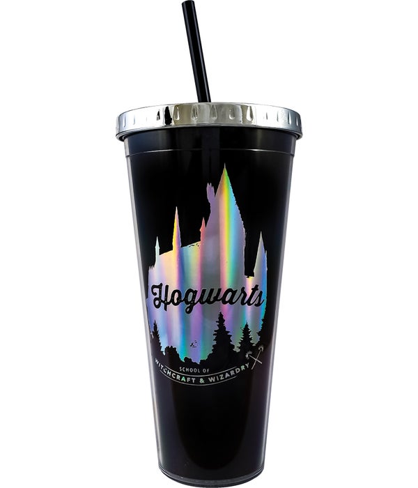 HOGWARTS Foil Cup with Straw