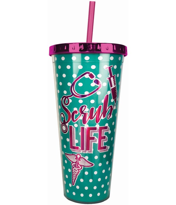 SCRUB LIFE Foil Cup with Straw