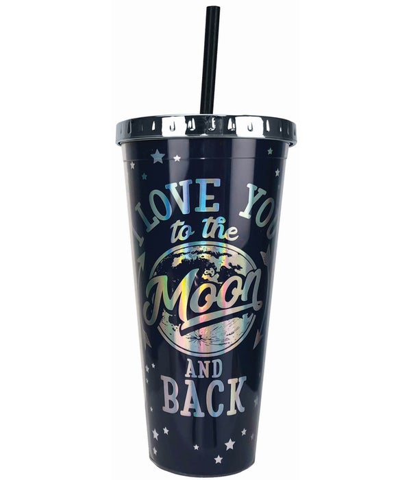 MOON AND BACK FOIL CUP W/STRAW