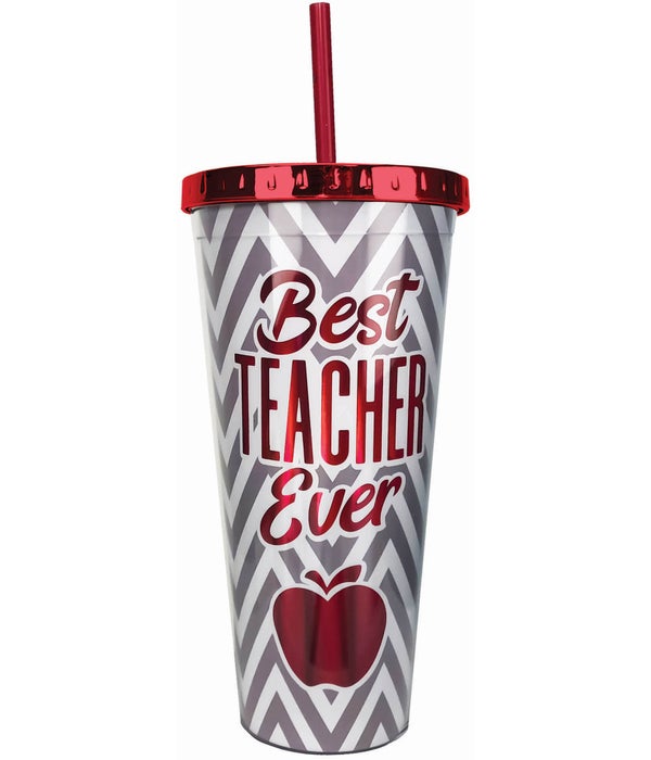 TEACHER Foil Cup with Straw