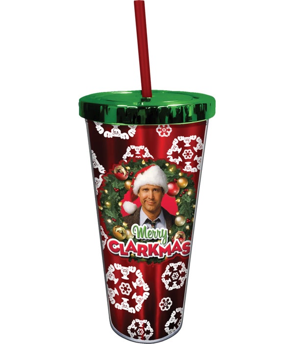 Merry Christmas FOIL CUP W/STRAW