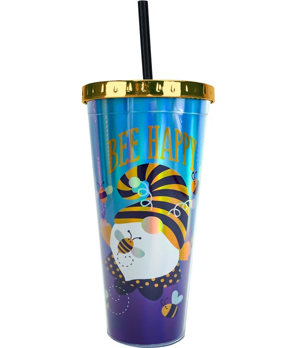 BEE HAPPY GNOME FOIL CUP W/STRAW