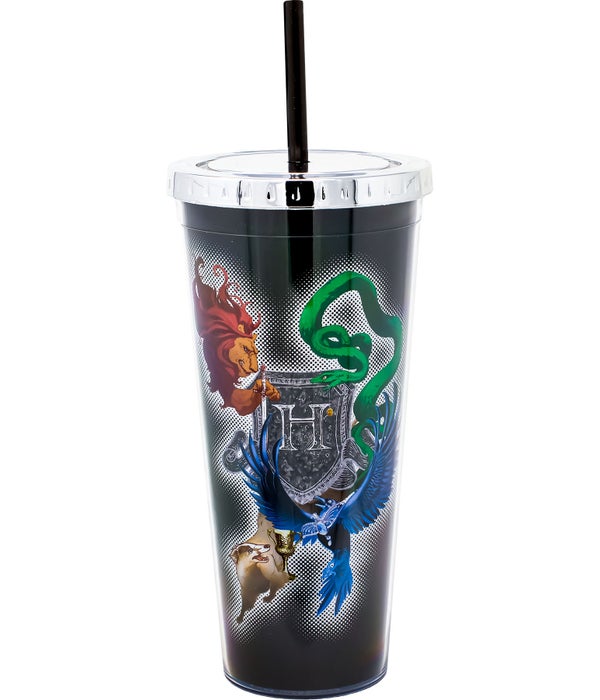 HARRY POTTER CREST FOIL CUP WITH STRAW