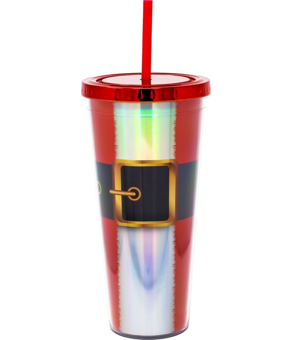 SANTA SUIT FOIL CUP WITH STRAW