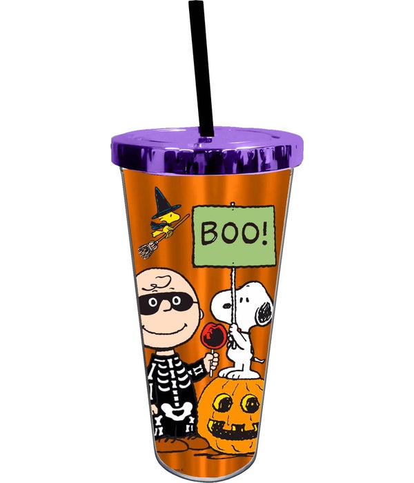 PEANUTS HALLOWEEN Foil Cup with Straw