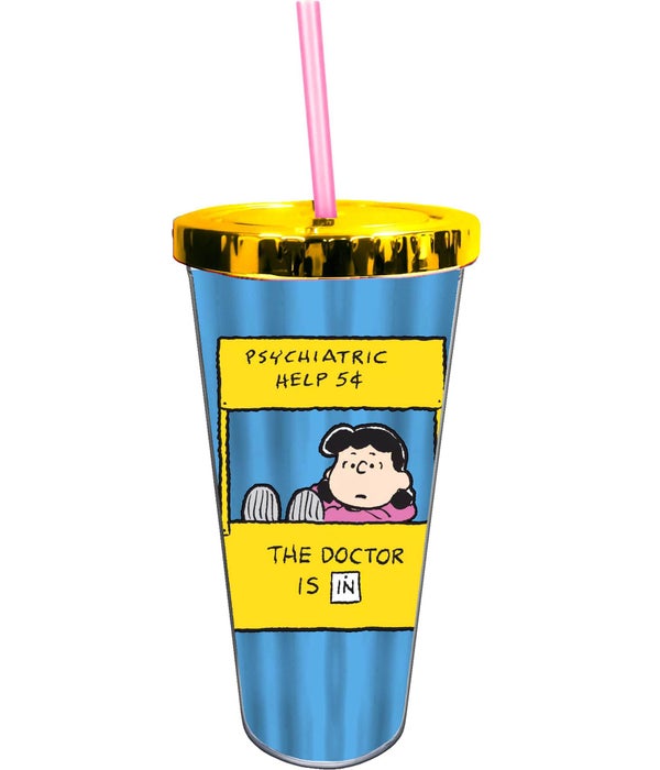 PEANUTS LUCY Foil Cup with Straw