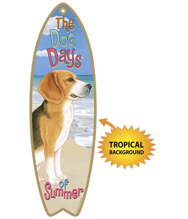 Surfboard with Tropical bkgd -  Beagle 7