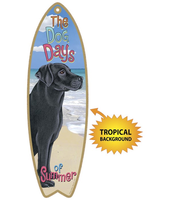 Surfboard with Tropical bkgd -  Black La
