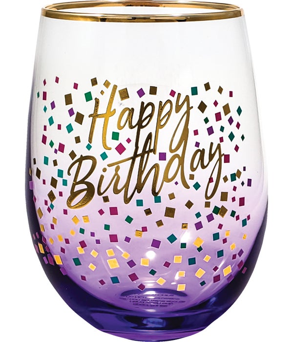 HAPPY BIRTHDAY Stemless Wine Glass