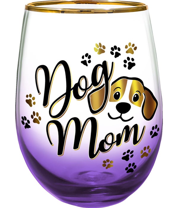 DOG MOM Stemless Wine Glass
