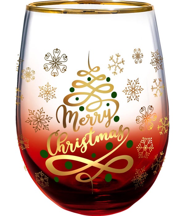 MERRY CHRISTMAS Stemless Wine Glass