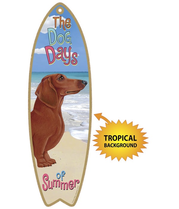 Surfboard with Tropical bkgd -  Dachshun