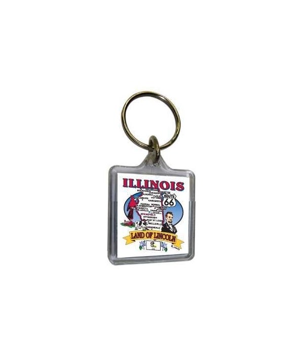 IL Keychain Lucite State Map