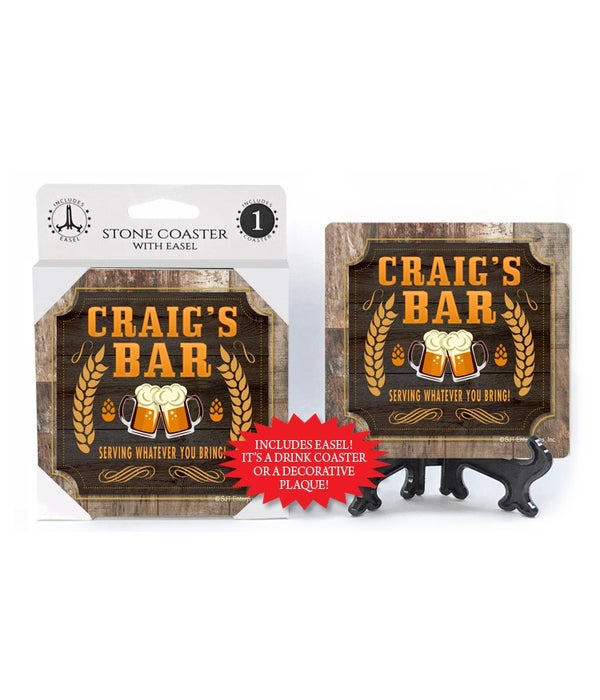 Craig -Personalized Bar coaster - 1 pack stone coaster