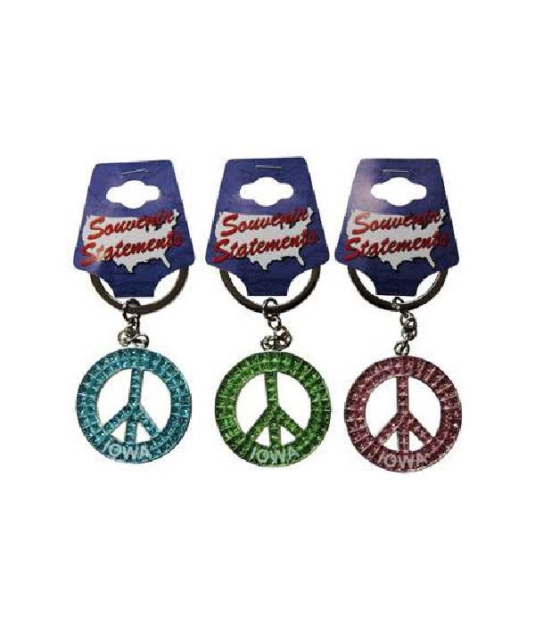 Iowa Keychain Glitter Peace Symbol