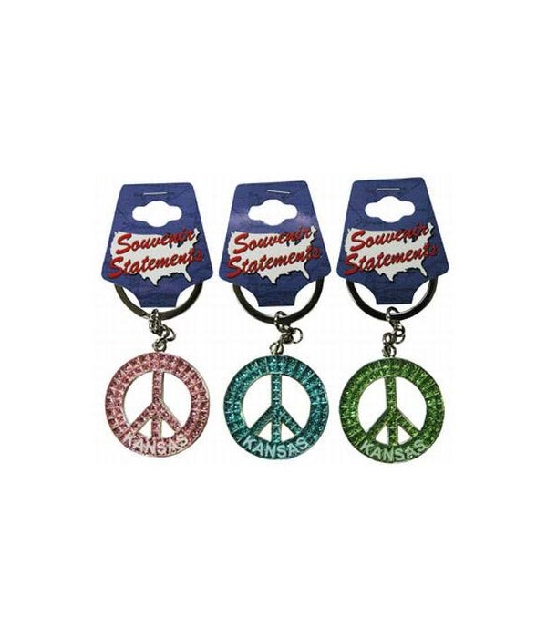 KS Keychain Glitter Peace Symbol