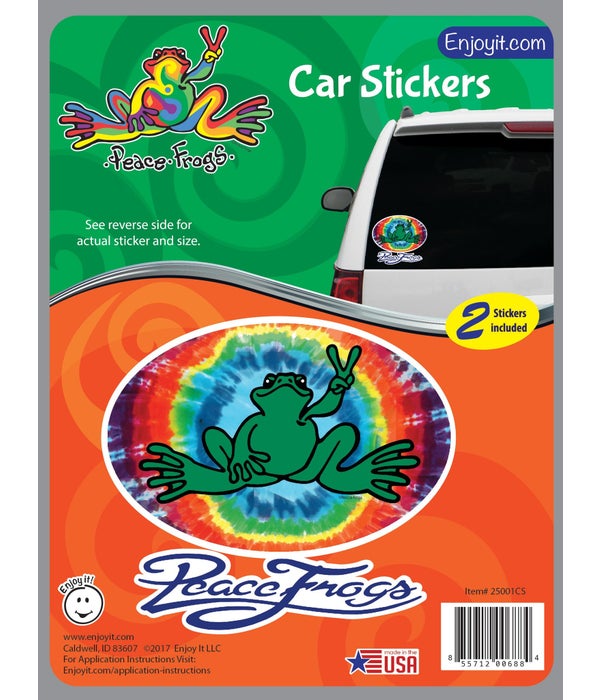 Tie Die Oval Peace Frogs Car Sticker