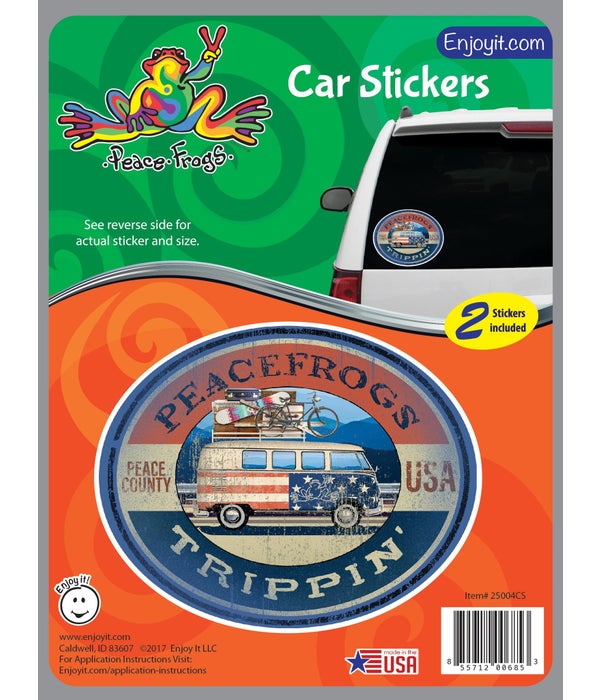 Trippin' Peace Frogs Car Sticker