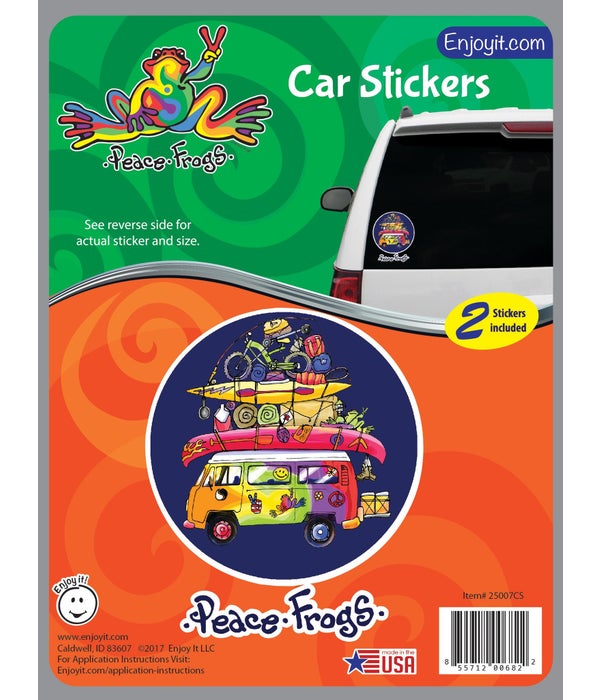 Packed Bus Peace Frogs Car Sticker