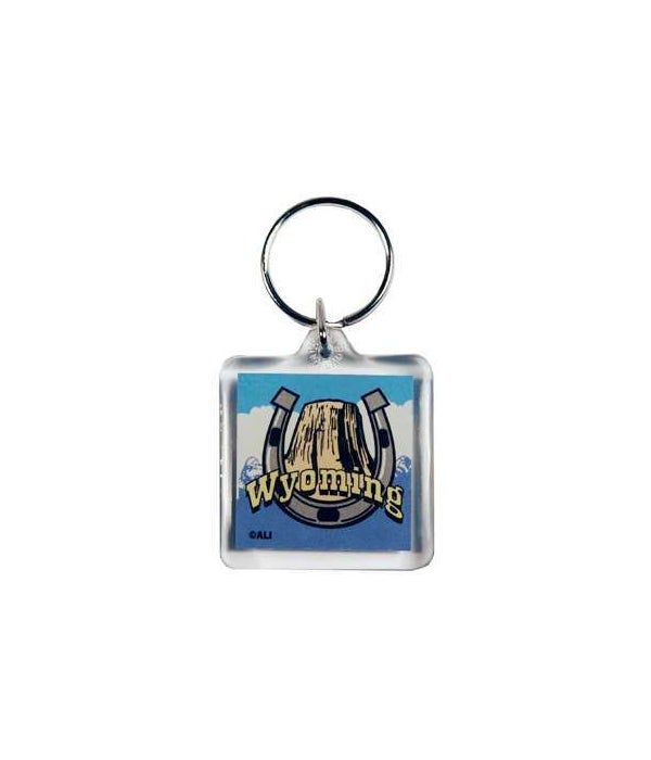 WY Keychain Lucite State Map