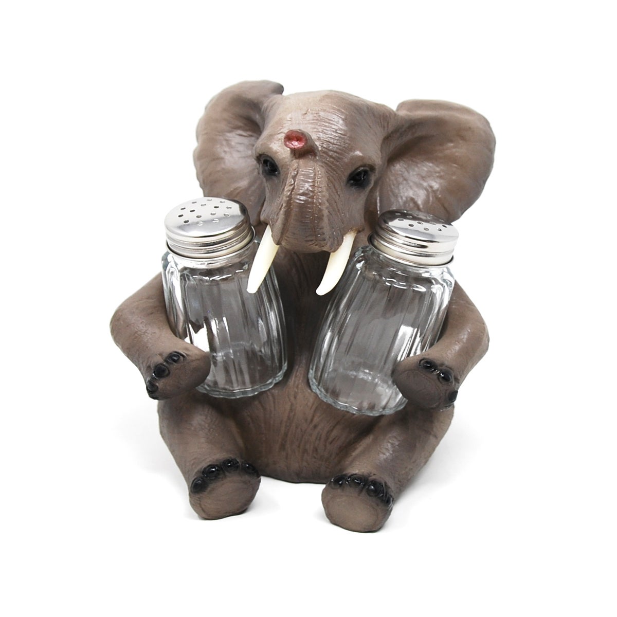 Elephant Salt and Pepper Set Salt & Pepper Shaker Holder 7 Tall Pachyderm