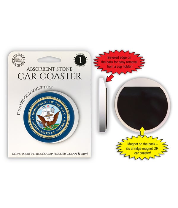Navy Car Coaster Magnet