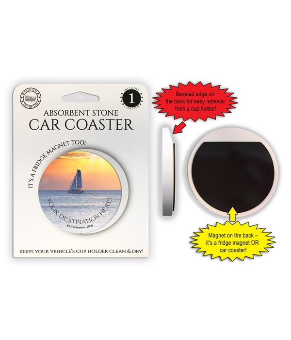 boat at sunset  CarCoasters 1 pack