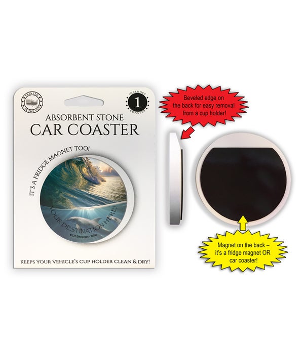 dolphins swimming underwater (with wave) 1 Pack Car Coaster