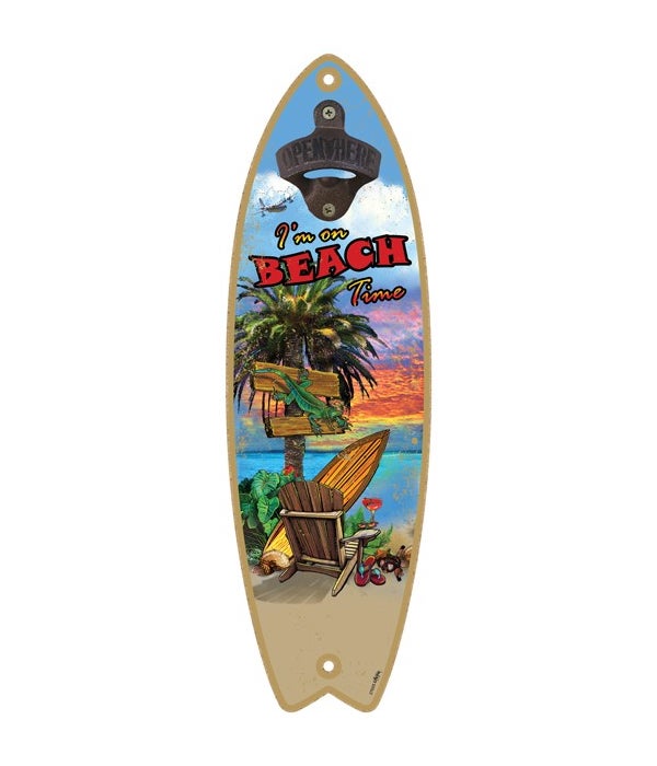 Beach Time - Surfboard bottle opener - M