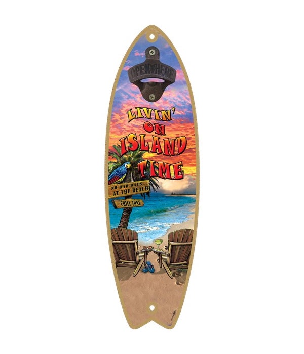 Island Time - Surfboard bottle opener -