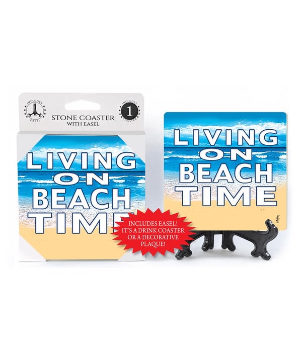 Living on Beach Time-1 pack stone coaster